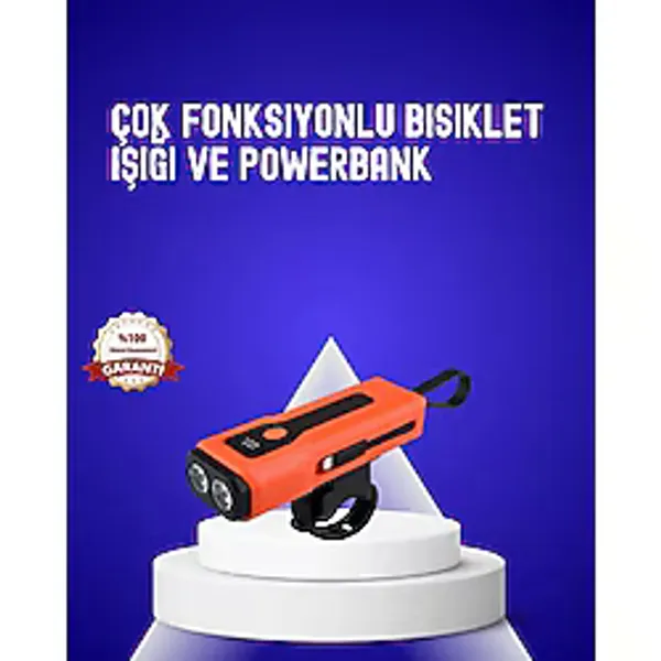 600 Lümen Şarjlı Bisiklet Farı Cob Yan Çakar Acil Durum - 001-Renkli
