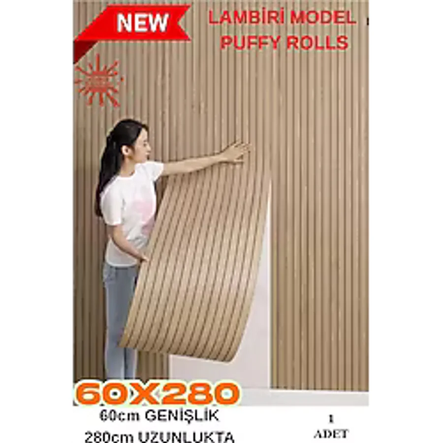 60cm X 280cm 1 Adet Kendinden Yapışkanlı Açık Kahverengi Lambiri Desenli Duvar Paneli Kağıdı Yg005