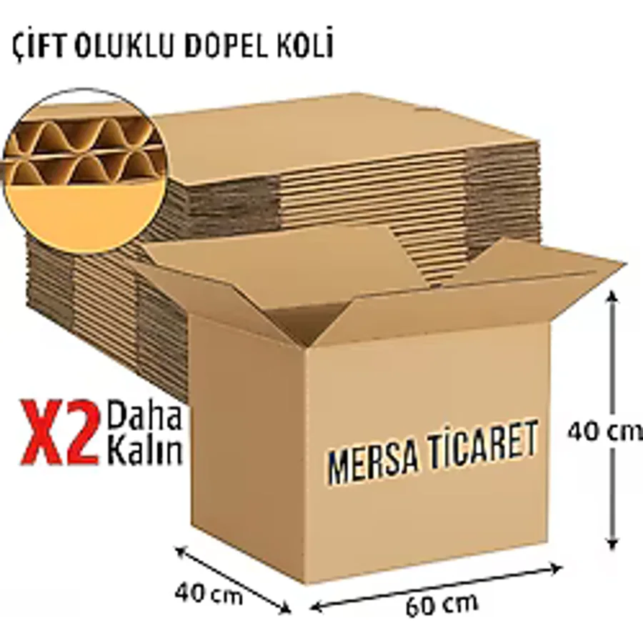 60X40X40 cm 5 Adet Çift Oluklu Taşıma, Taşınma Kolisi, Karton Koli, Boş Koli