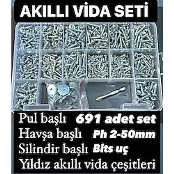691 Parça Akıllı Vida Seti Pul Ph 2 Yıldız Uç