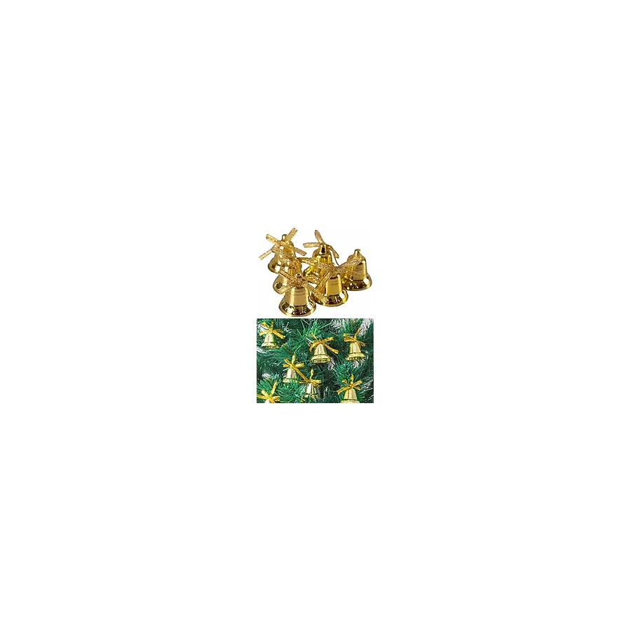 6lı Çan Süs 4cm Altın Sarısı Kurdeleli Zil Gold Yılbaşı Çam Ağacı