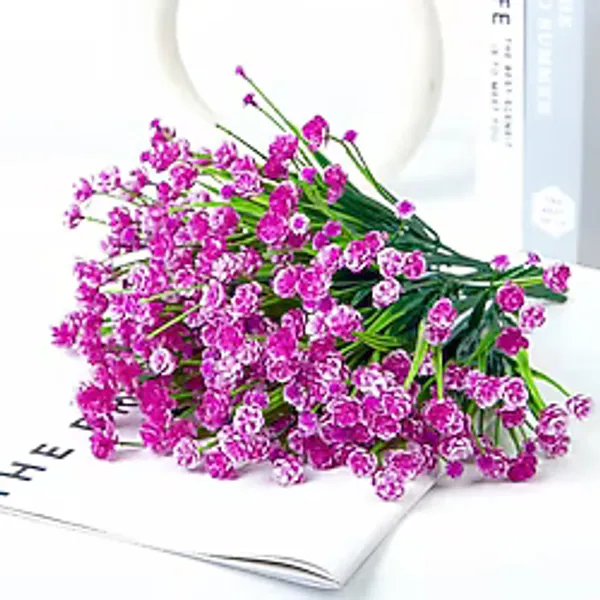 6Lı Set Yapay Çiçek Sazlı Lotus Lila Renk 7 Dal Plastik 30Cm