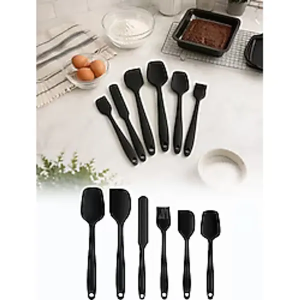 6Lı Takım Yanmaz Yapışmaz Mutfak Pasta Slikon Yumurta Fırçası Kaşık Bıçak Spatula Seti