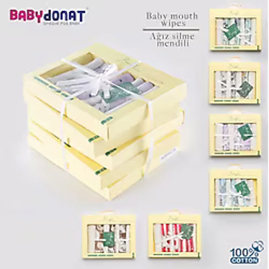 7 Adet Erkek Bebek Ağız Silme Mendili 100% Pamuk
