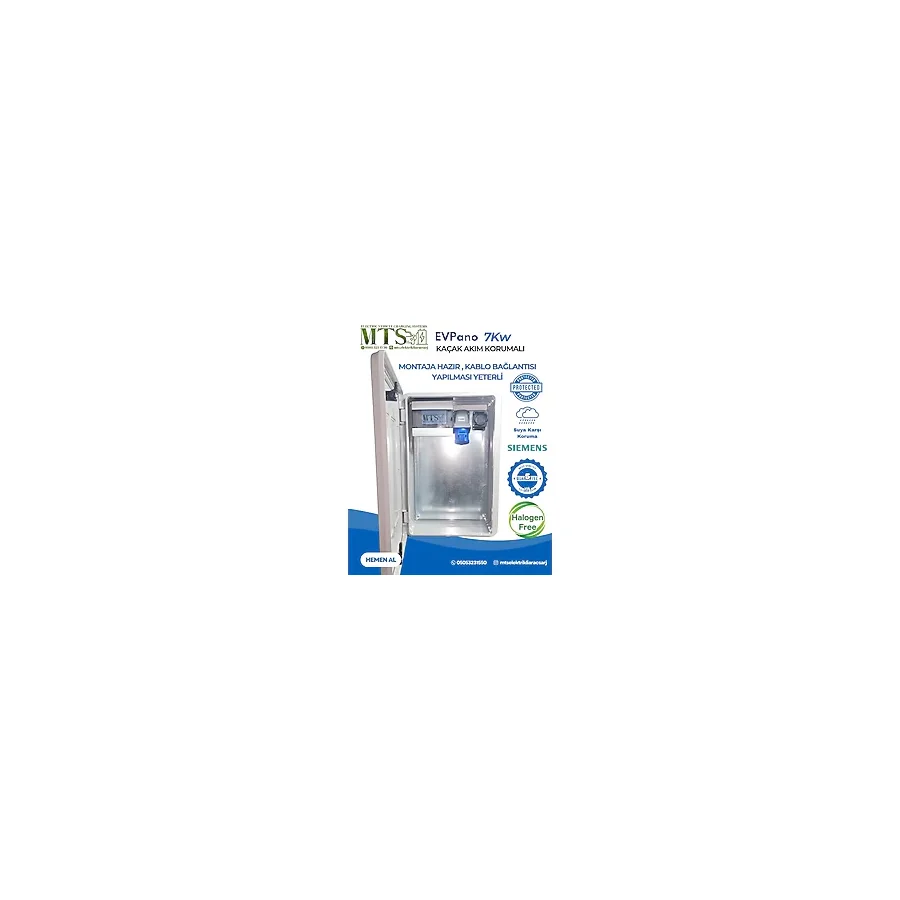 7 Kw 3/32 Siemens Tip A Kaçak Akım Roleli 60 40 20 Cm İp66 Halogen Free Kombinasyon Kutusu Panosu Seyyar Taşınabilir Elektrikli Araç Şarj Cihazları İçin Kullanıma Hazır Tesla Mavi Adaptör Uyumlu 7kw 7