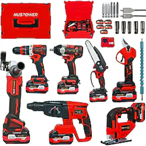 7'li Dev Profesyonel Set 21V 3.0Ah - Hilti, Taşlama, Somun Sıkma, Vidalama, Testere ve Makas