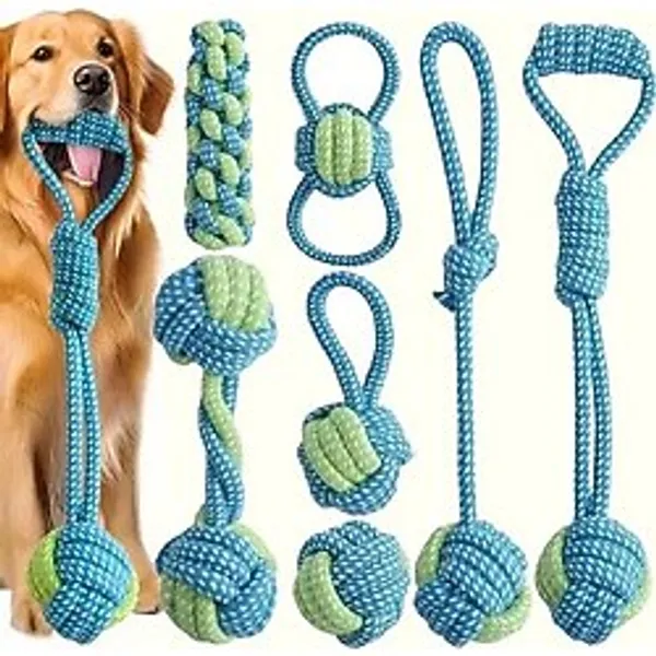 7 Parça Halat Oyuncak Seti, Köpekler İçin Eğitim Ve Eğlence