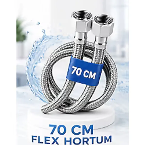 70 Cm Paslanmaz Çelik Örgülü Flex Hortum 3/8 X3/8 Klozet Ve Taharet Musluğu İçin Dayanıklı Bağlantı Hortumu