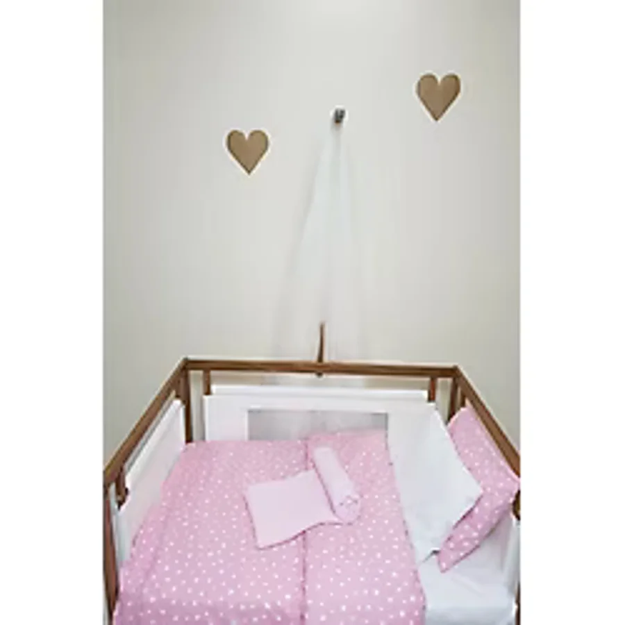 70X130 Lastikli Renforce Bebek Çarşaf Takımı-Pembe Yıldızlı
