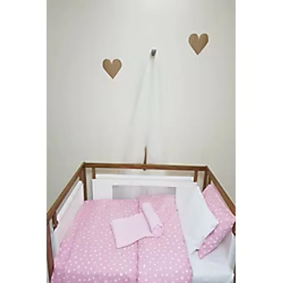 70X140 Lastikli Renforce Bebek Çarşaf Takımı-Pembe Yıldızlı