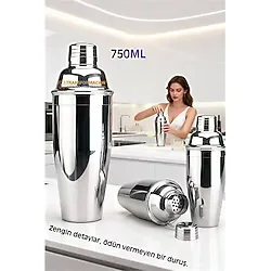 750 Ml Inox Shaker - Kokteyl Karıştırma Kabı Süzgeçli Bar Shaker Paslanmaz Çelik