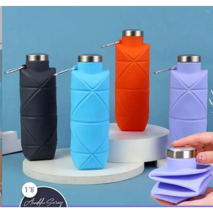750ML Katlanabilir Sızdırmaz Portatif Silikon Su Matarası Katlanabilir Taşınabilir Suluk