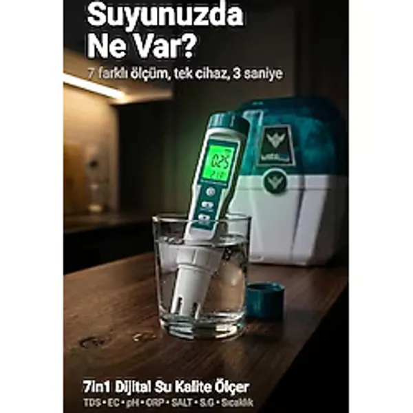 7İn1 Dijital Su Kalite Ölçüm Cihazı Tds Ec Ph Orp Metre Sıcaklık Ölçer