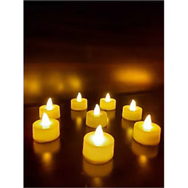 8 Adet Işıklı Led Mum Tealight Led Pilli Mum Sarı Piller Dahil