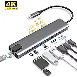 8 In 1 4K Type C Usb 3.0 Hub Hdmı Rj45 Sdtf Adaptörü (457193612)
