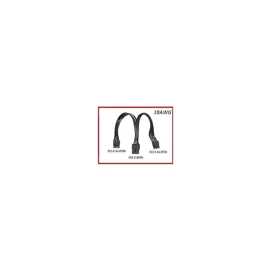 8 Pin Kablo Ekran Kartı Power Çoklayıcı Kablo 18Awg Pci-E Molex