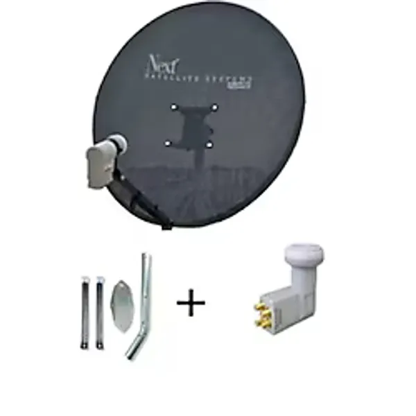 80 Cm Delikli 0,6 Mm. Gri Renk Ofset Canak Anten +... 4Lu Lnb...+ 45 Cm Montaj Borusu