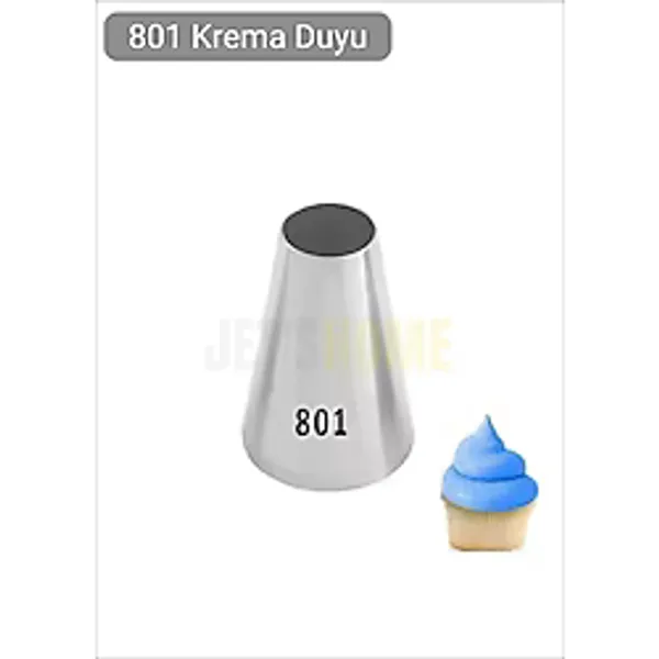 801 Yuvarlak Desen Krema Duyu Büyük Boy Pasta Duyu Paslanmaz Çelik Krema Torbası Ucu 2.4x6.5x4.5 cm