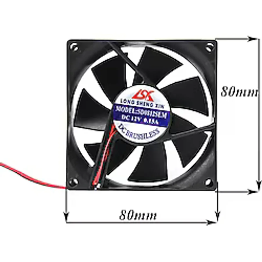 8Cm Kasa Fanı Siyah 80 x 80 x 25Mm Kasa Soğutucu Fan Sessiz