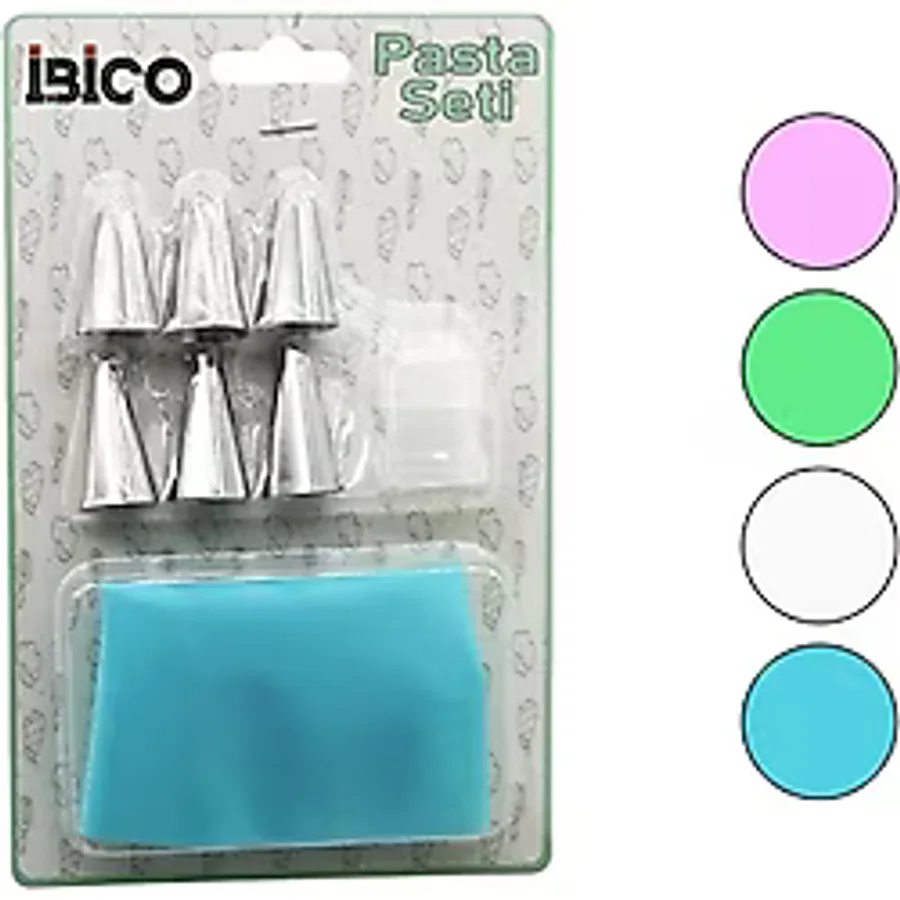 8PCS PASTA SÜSLEME SETİ 1AD-KREMA TORBASI - 6AD-METAL + 1AD-PLASTİK UÇ (2818)