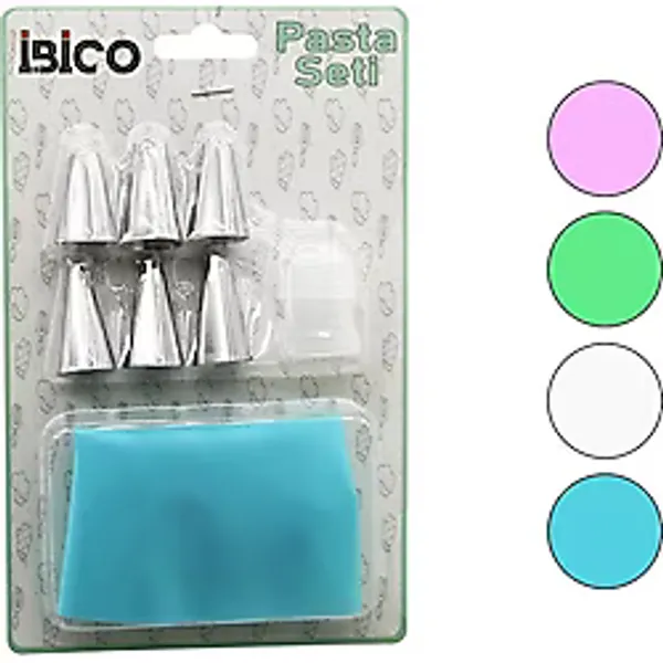 8pcs Pasta Süsleme Seti 1AD-KREMA Torbası - 6AD-METAL + 1AD-PLASTİK Uç
