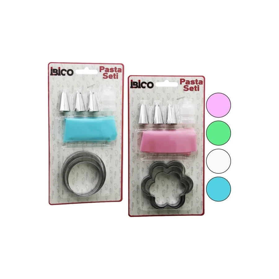 8PCS PASTA SÜSLEME SETİ - 3-KURABİYE KALIP=YUVARLAK - ÇİÇEK 1-KREMA TORBASI - 3-METAL+1-PLS.UÇ (2818)