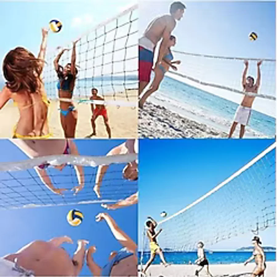 9.5 Metre Taşınabilir Pratik ve Profesyonel Voleybol Filesi Beach&okul&sahil&otel Tipi Voleybol Ağı - Beyaz