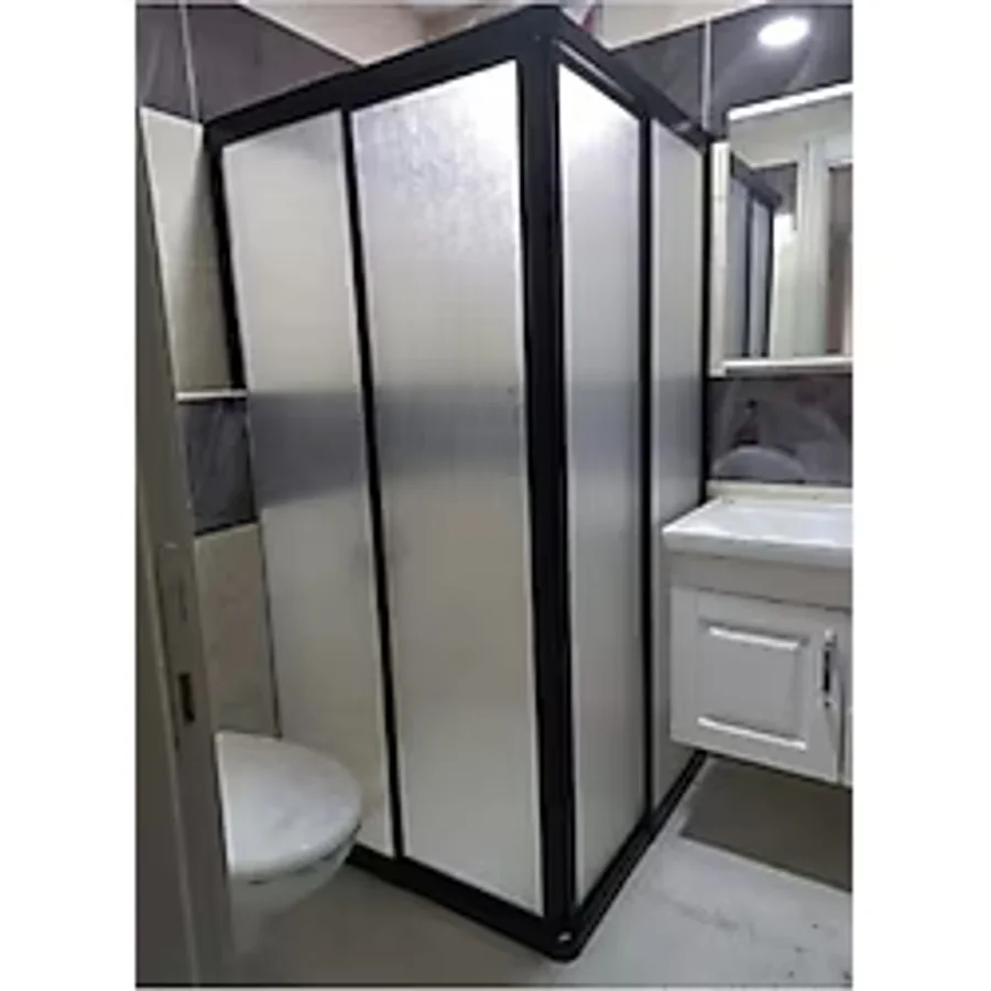 90 90 Siyah Profilli Köşe Mika Duşakabin Siyah