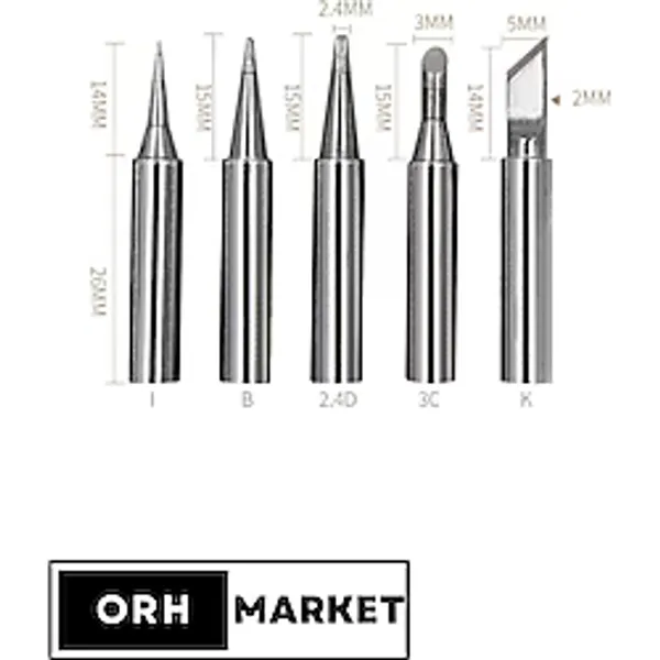 900M Serisi 5'li Havya Ucu Seti - T-K, T-I, 3C, B, 2.4D Modelleri Farklı Lehimleme İhtiyaçları İçin