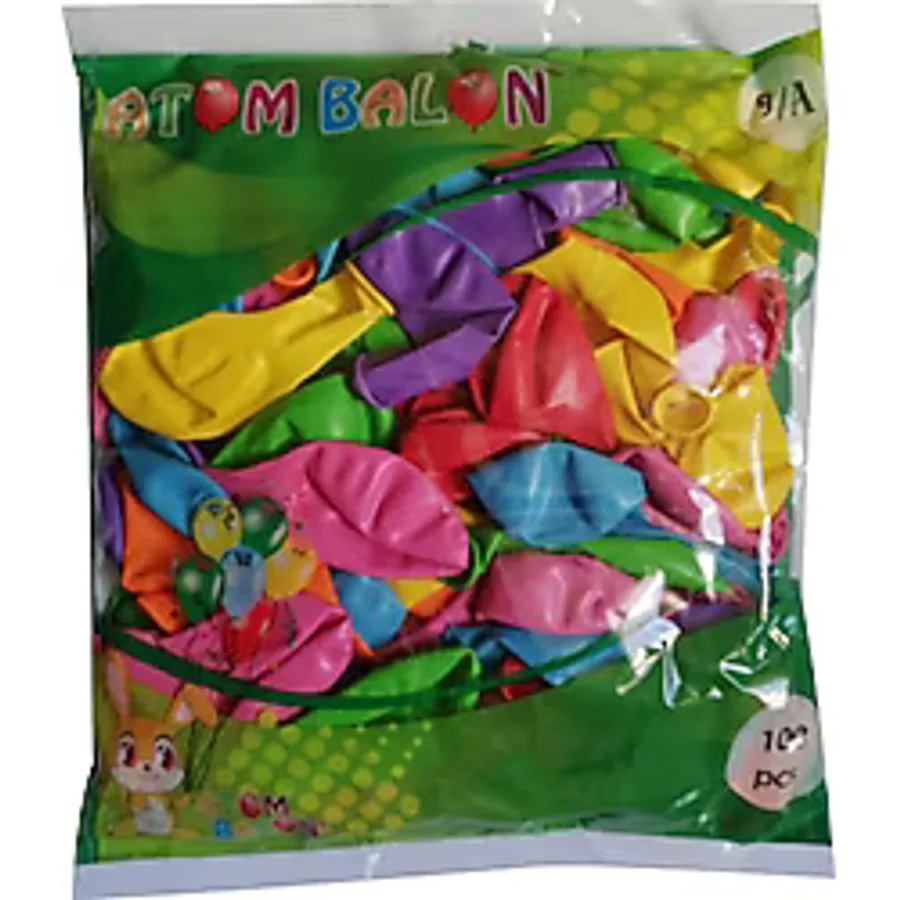 9A Balon Karışık Renkli Balon 100'lü Atom Balon