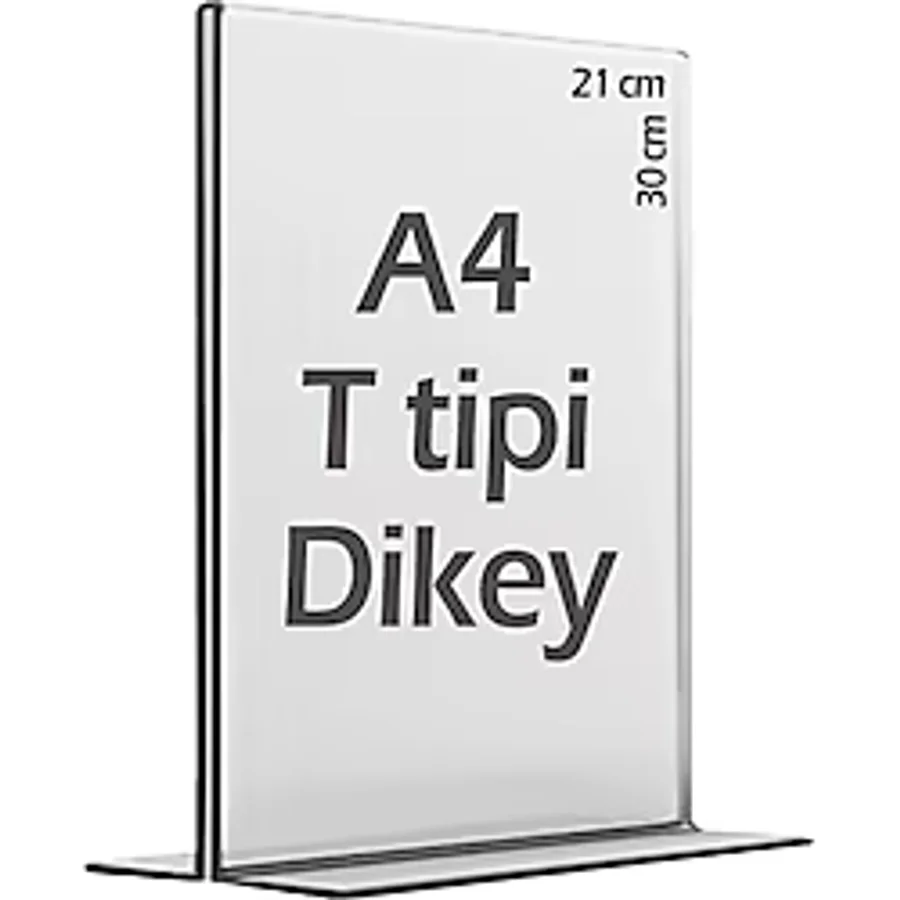 A4 T-Tipi Dikey Şeffaf Föylük Menü Broşürlük Etiketlik Fiyatlık