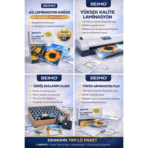 A5 Laminasyon Kağıdı 125 Micron 100'lü Paket
