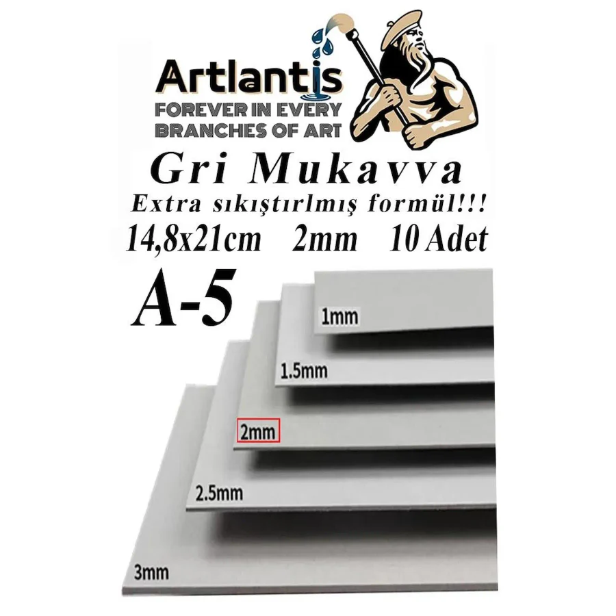 A5 Mukavva Gri 2 Mm 10 Adet 1 Paket 14,8X21 Cm A-5 Mukavva 2,0 Mm Kalinliginda A-4 Mukavva