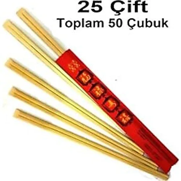 abnturk 25 Çift 50 Adet 24 Cm Bambu Chopstick Çin Çubukları Japon Çubukları Yemek Çubuğu, abn25-3-10-2025