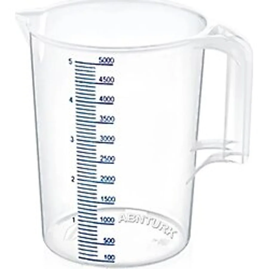 abnturk 5 Litre Ölçekli Ölçü Kabı Plastik ŞEFFAF Kırılmayan Özel Sağlıklı Hammadde Üretim için ideal