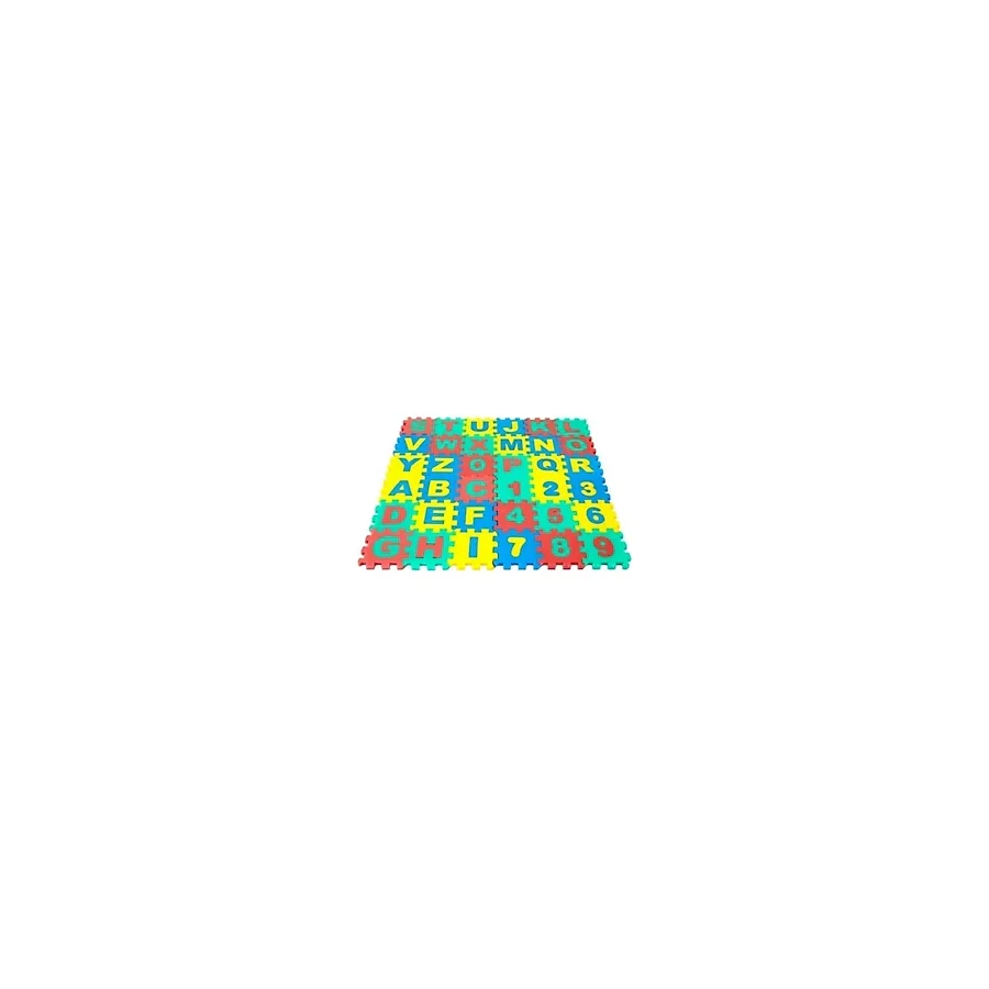 abnturk 72 Parçalı Eva 9X9CM Mini Puzzle Harf Sayı Eğitici Oyun Halısı 36 Puzzle+36 Harf ve Sayı - Renkli - 90 x 260 cm