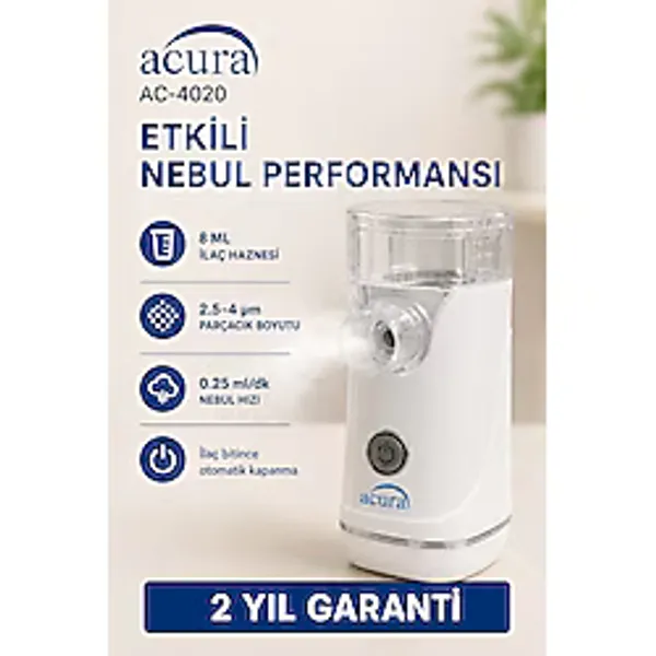 Ac-4020 Şarjlı Mesh Nebulizatör Maske Ve Ağızlık Hediyeli