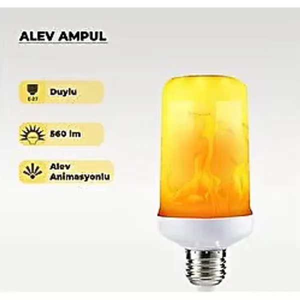 AC AYDINLATMA 7w Alev Efektli Dekoratif Led Ampul - E27 Duy