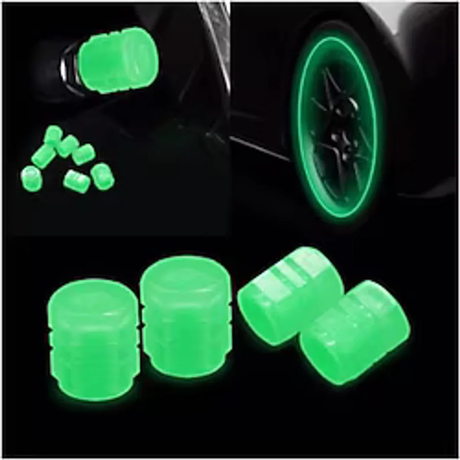 ACCESSORY 2 Adet Fosforlu Floresan Led Yeşil Pilsiz Araba Motorsiklet Bisiklet Sibop Kapağı Gece Parlayan