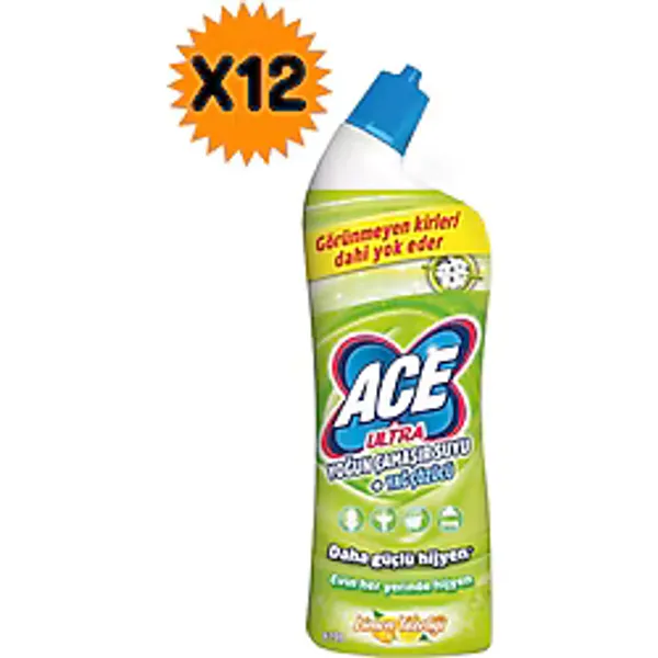 Ace Ultra Power Jel Limon Tazeliği Çamaşır Suyu 750 ml 12'li