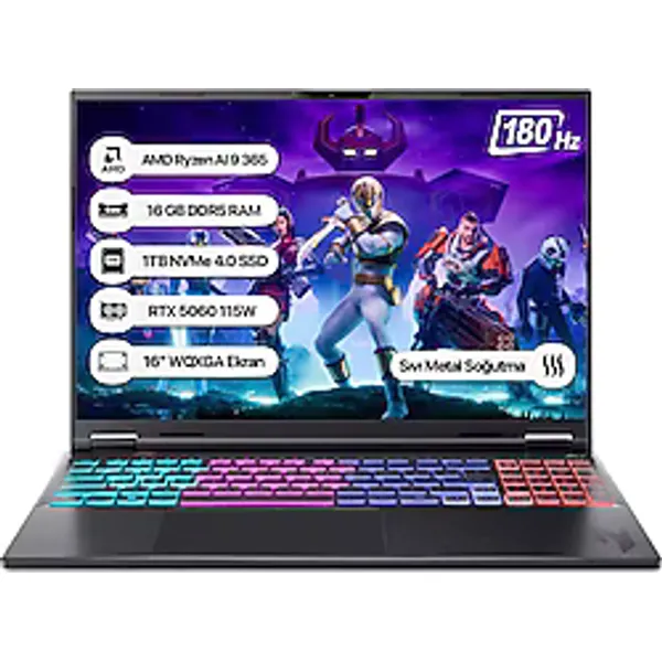 Acer Nitro 16S AI AN16S-61-R5E5 NH.QXUEY.001 Ryzen AI 9 365 16 GB 1 TB SSD RTX5060 16" WQXGA Gaming Laptop