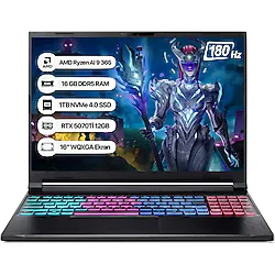 Acer Nitro 16S Nh.u07ey.001 Ryzen Aı 9 365 16Gb 1Tb Ssd Rtx5070ti-12Gb 180Hz 16 Wqxga Dos Taşınabilir Bilgisayar