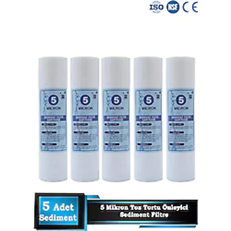 Açık Kasa Su Arıtma Cihazı 10 İnç 5 Mikron Sediment Spun Filtre ( 5 Adet )