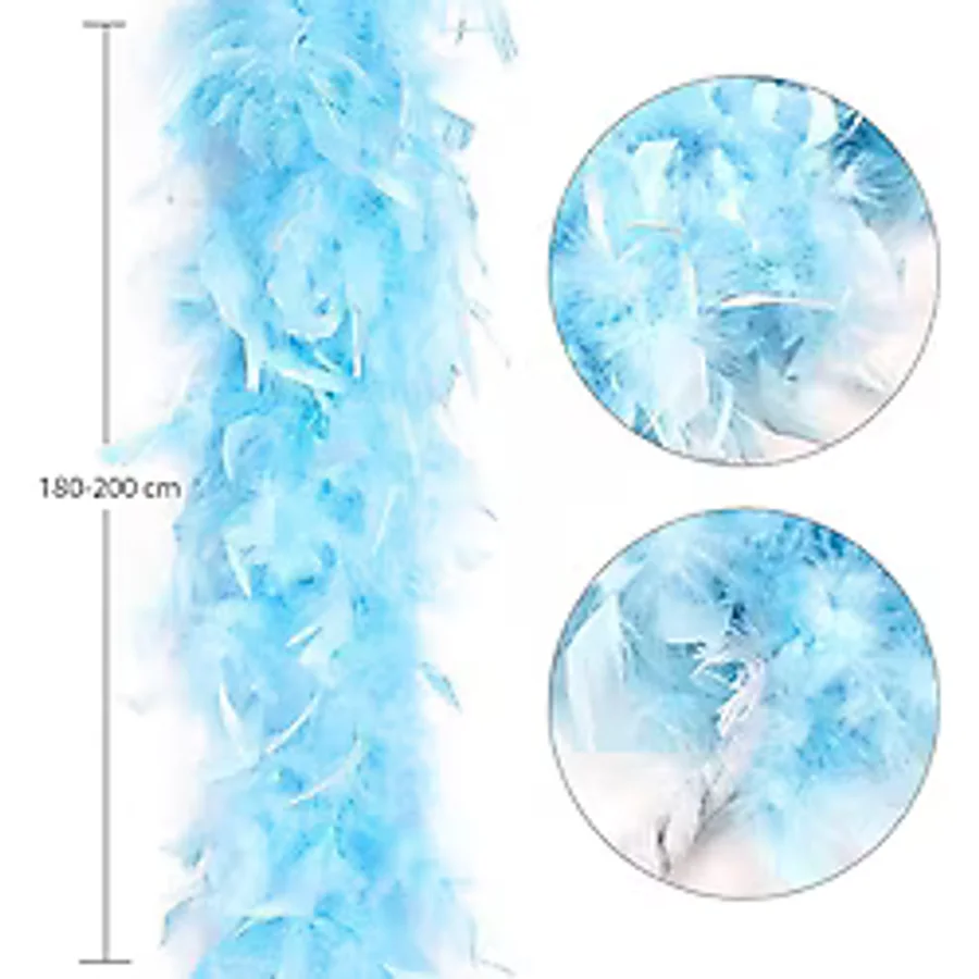 Açık Mavi Renk Kabarık Kalın Otriş Boa Tüy 6 Cm Genişlik 180-200 Cm Uzunluk