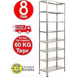 Açıkmağazam Galvanizraf 8 Katlı Çelik Galvaniz Raf Arşiv Depo Kiler Rafı