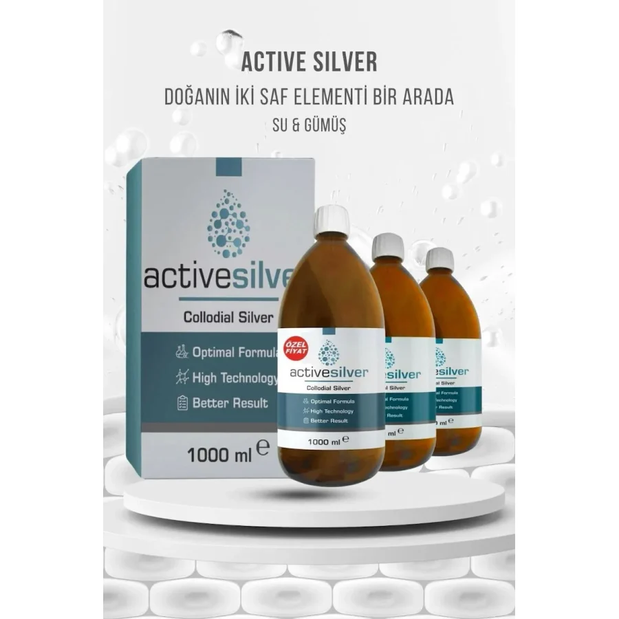 ACTİVE SİLVER Kolloidal Gümüş Suyu 150 ppm 3'Lü Set
