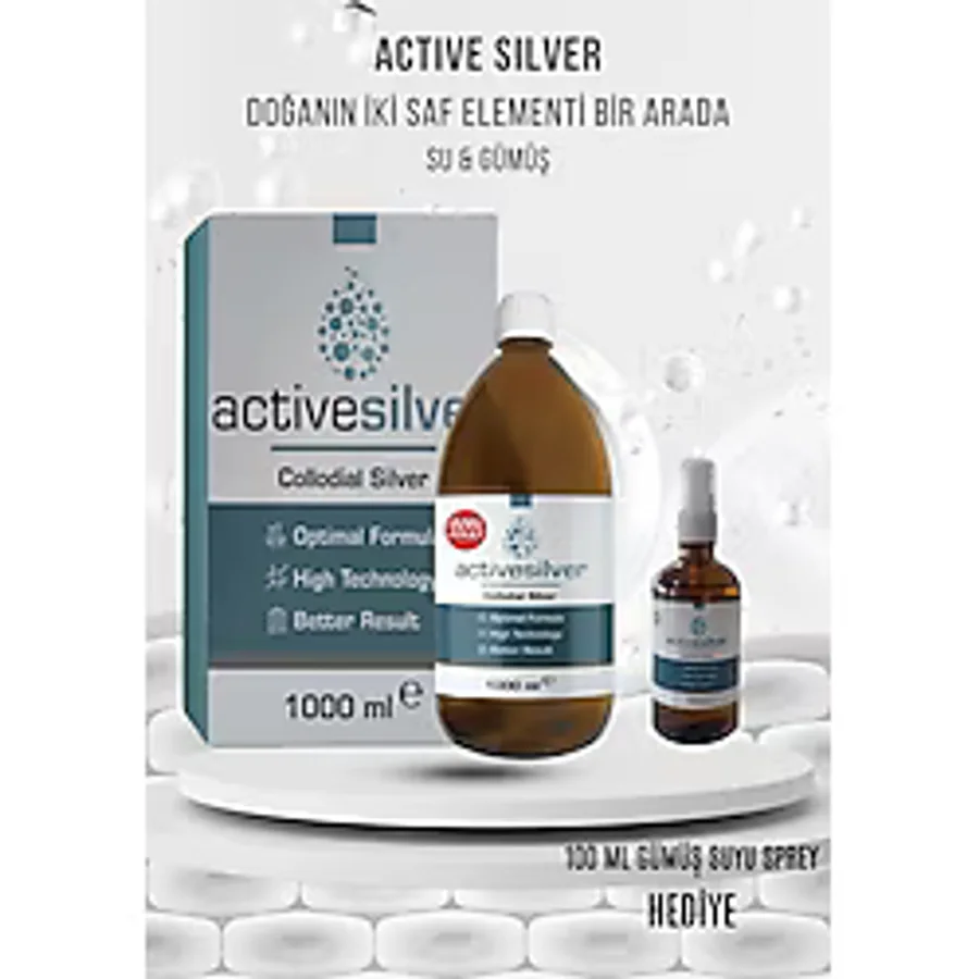 Active Silver kolloidal Gümüş Suyu 40 Ppm + Gümüş Suyu Sprey Bundle