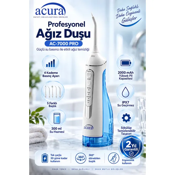 Acura Ac-7000 Pro Profesyonel Şarjlı Ağız Duşu