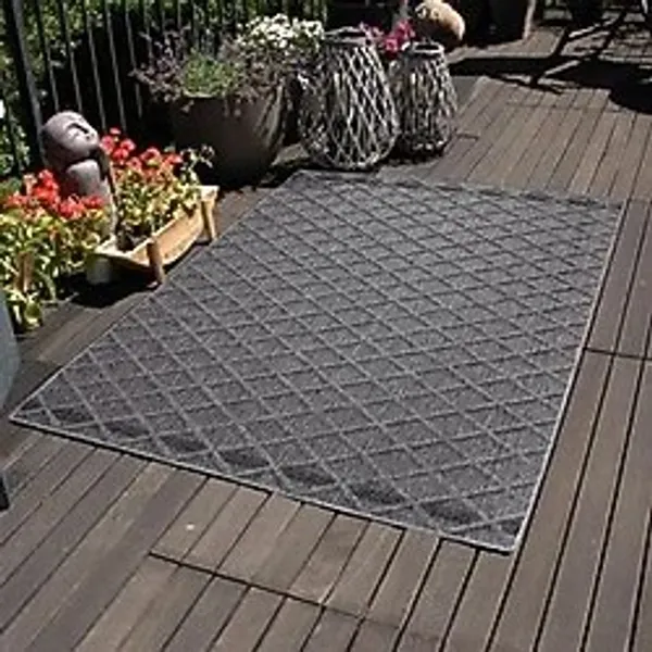 Adalizza Balkon Teras Bahçe Mutfak Dış Mekan Halısı İskandinav tarzı Karo desenli Gri Renkli Halı