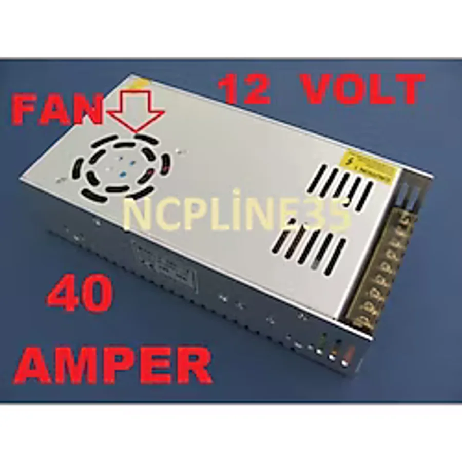 Adaptör 12V 40A Metal Kasa Trafo Fanli Korumali